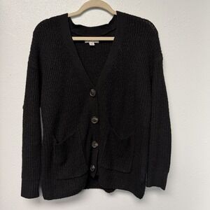 American Eagle XXS Chunky Knit Twee Black Cardigan Academia Grandpacore Grunge